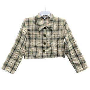 VTG David Alexander Crop Flannel Shacket Womens 9/10 Academia Outdoor 90s Preppy